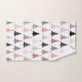 クリスマスツリーピンク&緑（白い背景） バスタオルセット (ハンドタオル)