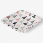 クリスマスツリーピンク&緑（白い背景） ペーパープレート (傾斜あり)