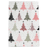 クリスマスツリーピンク&緑（白い背景） ミディアムペーパーバッグ (裏面)