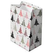 クリスマスツリーピンク&緑（白い背景） ミディアムペーパーバッグ (裏面アングル)