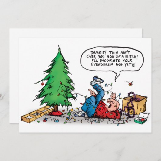 クリスマスツリーファイトホリデーカード シーズンカード (正面/裏面)