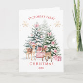 クリスマスツリーファウンベビーの初めてのクリスマス カード (正面)