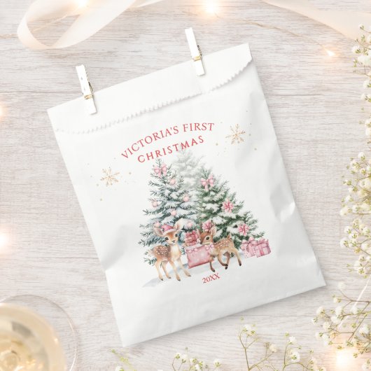 クリスマスツリーファウンベビーの初めてのクリスマス フェイバーバッグ (クリップ留めされた状態)