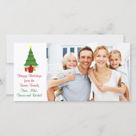 クリスマスツリーファミリーフォトカード シーズンカード (正面)