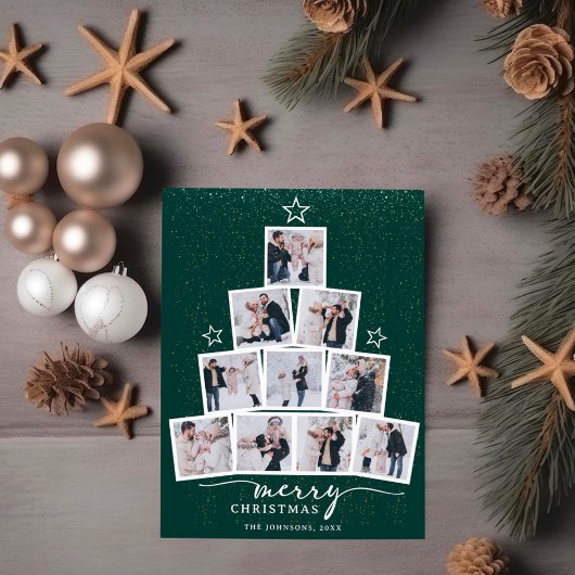 クリスマスツリーファミリーフォトコラージュ シーズンカード