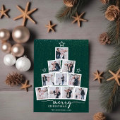 クリスマスツリーファミリーフォトコラージュ シーズンポストカード