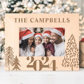 クリスマスツリーファミリー名ホリデーキープサケ レーザー彫刻フレーム