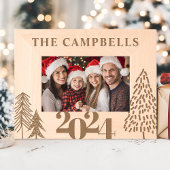 クリスマスツリーファミリー名ホリデーキープサケ レーザー彫刻フレーム