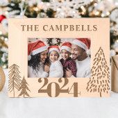クリスマスツリーファミリー名ホリデーキープサケ レーザー彫刻フレーム