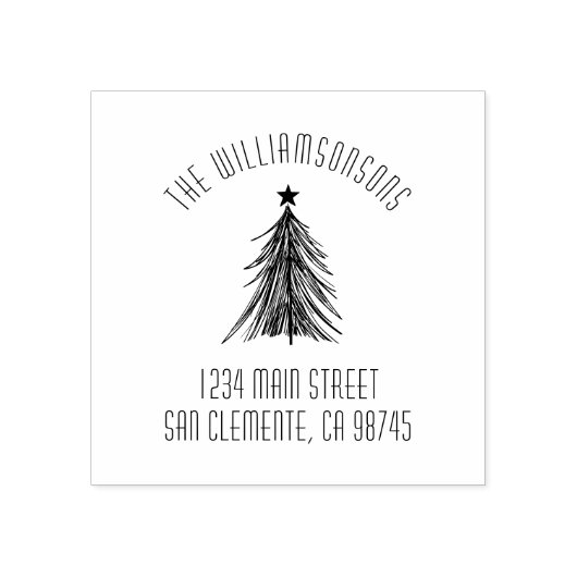 クリスマスツリーファミリー差出人住所 ラバースタンプ (インプリント)