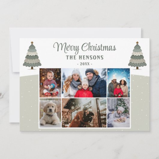 クリスマスツリーファミリー6フォトコラージュ シーズンカード (正面)