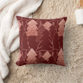 クリスマスツリーファンシーグリッターバラ金ゴールドブルゴーニュ クッション (ブランケット)