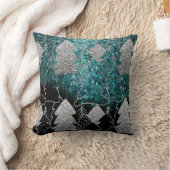 クリスマスツリーファンシーグリッター海ブルーブラックグレー クッション (ブランケット)