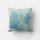 クリスマスツリーファンシーグリッター海ブルーブルゴーニュ クッション (裏面)