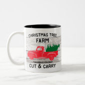 クリスマスツリーファームと赤ヴィンテージトラック&ツリー ツートーンマグカップ (左)