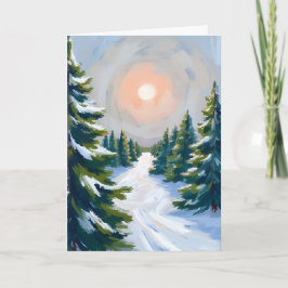クリスマスツリーファームの水彩画 シーズンカード
