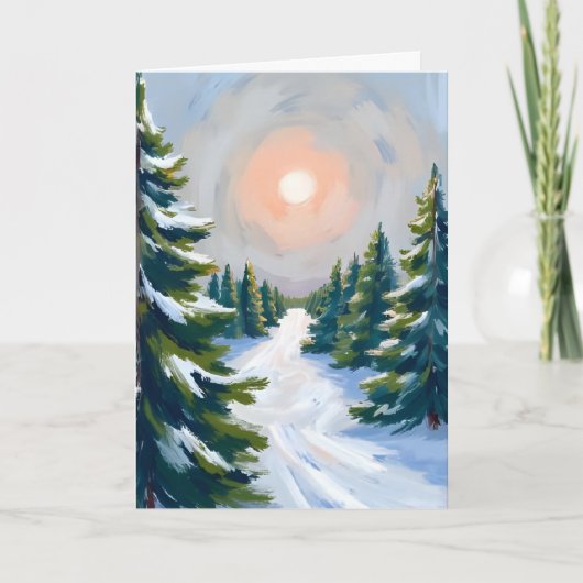 クリスマスツリーファームの水彩画 シーズンカード (正面)
