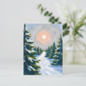 クリスマスツリーファームの水彩画 シーズンポストカード (スタンド正面)