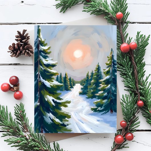 クリスマスツリーファームの水彩画 シーズンポストカード