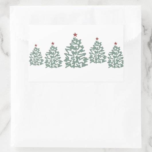 クリスマスツリーファームイラストレーション 長方形シール (バッグ)