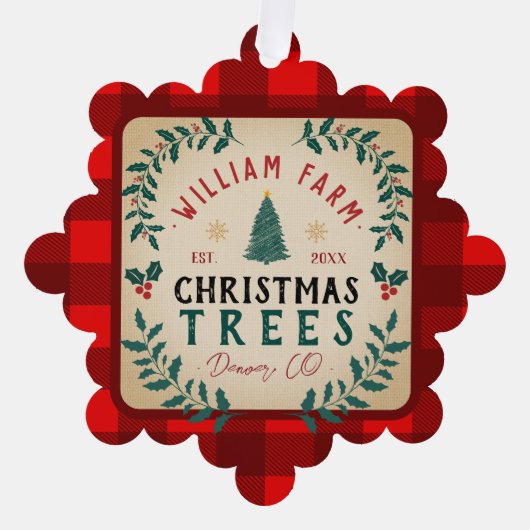 クリスマスツリーファームパインツリーズファームハウススタイル オーナメントカード (正面)