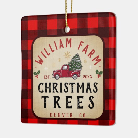 クリスマスツリーファームパインツリーズファームハウススタイル セラミックオーナメント (左)