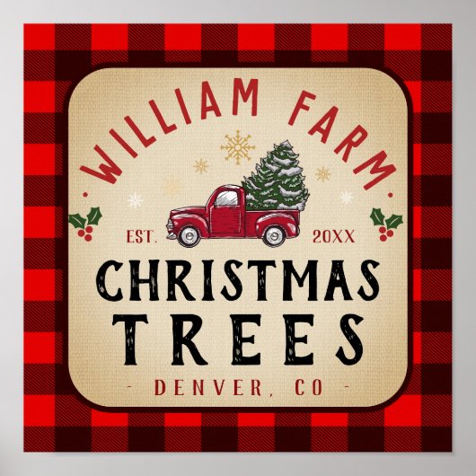 クリスマスツリーファームパインツリーズファームハウススタイル ポスター (正面)