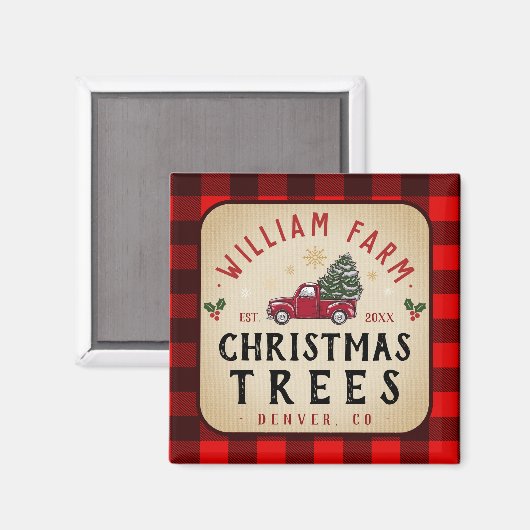 クリスマスツリーファームパインツリーズファームハウススタイル マグネット (正面/裏面)
