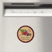 クリスマスツリーファームヴィンテージトラックレッドプレイド素朴 マグネット (インサイチュ (食洗機))