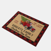 クリスマスツリーファームヴィンテージトラックレッドプレイ素朴ド ドアマット (アングル)