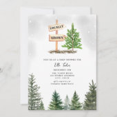 クリスマスツリーファーム地元で育った雪の赤ちゃんシャワー 招待状 (正面)