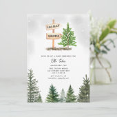 クリスマスツリーファーム地元で育った雪の赤ちゃんシャワー 招待状 (スタンド正面)