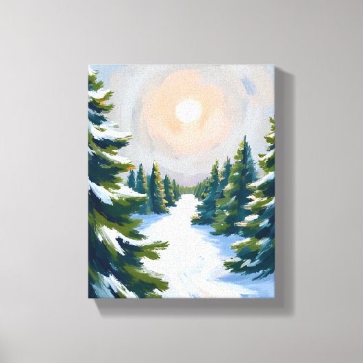 クリスマスツリーファーム水彩画 キャンバスプリント (正面)