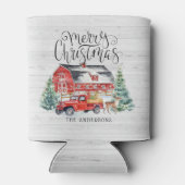 クリスマスツリーファーム |ヴィンテージレッドトラック 缶クーラー (裏面)