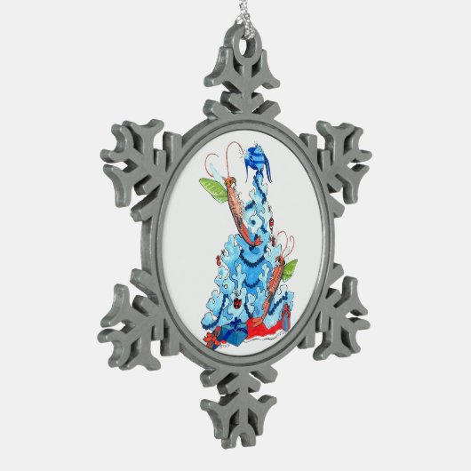 クリスマスツリーフェアリー飾エビの休日 スノーフレークピューターオーナメント (左)