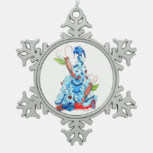 クリスマスツリーフェアリー飾エビの休日 スノーフレークピューターオーナメント (正面)