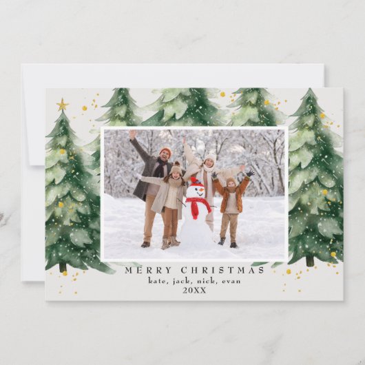 クリスマスツリーフェイクグリッター写真クリスマス シーズンカード (正面)