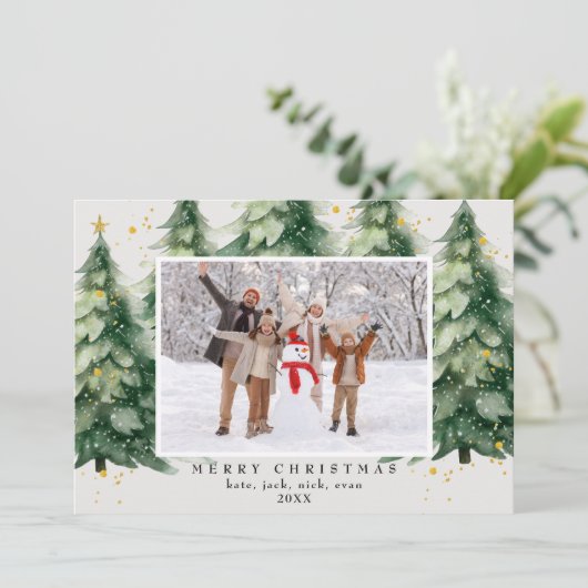 クリスマスツリーフェイクグリッター写真クリスマス シーズンカード (スタンド正面)