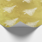 クリスマスツリーフェイクゴールドフォイルホリデーパインツリー ラッピングペーパー (角)