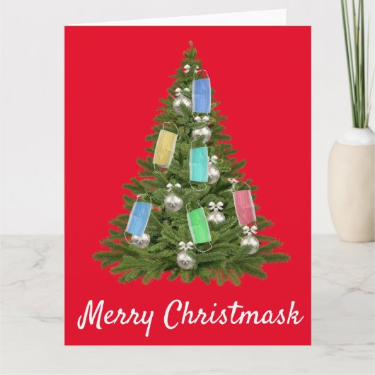 クリスマスツリーフェイスマスク 2020 メリークリスマスキター カード (正面)