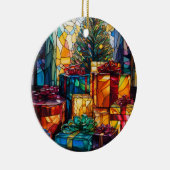 クリスマスツリーフェスティバルギフトステンドグラス セラミックオーナメント (右)