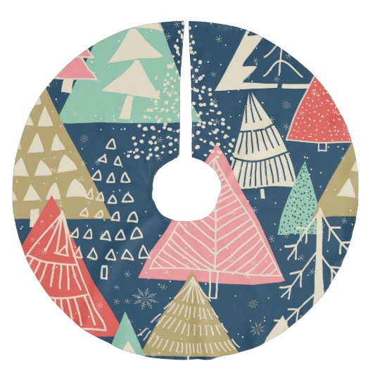 クリスマスツリーフェスティバルシームレスイラストレーション。 ブラッシュドポリエステルツリースカート (正面)