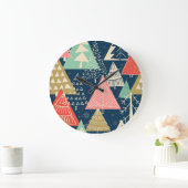 クリスマスツリーフェスティバルシームレスイラストレーション。 ラージ壁時計 (ホーム)