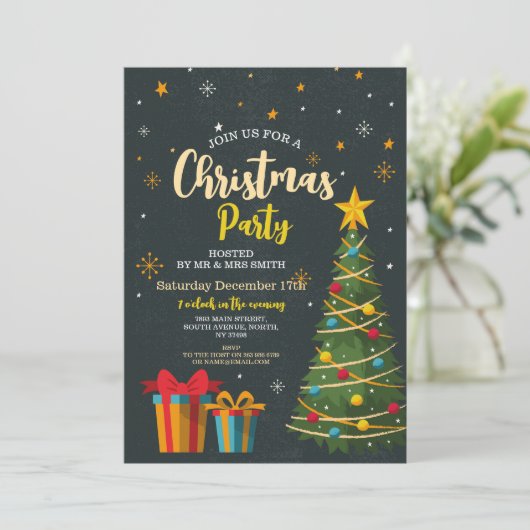 クリスマスツリーフェスティバルパーティーツリーギフト 招待状 (スタンド正面)