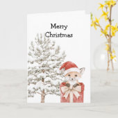 クリスマスツリーフォックスインボックス カード (黄色い花)