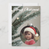 クリスマスツリーフォトオーナメントパーソナライズされたカスタム カード (正面)