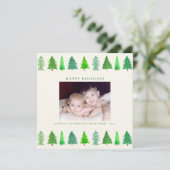 クリスマスツリーフォトスパーソナライズされたクエアホリデー シーズンカード (スタンド正面)