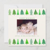 クリスマスツリーフォトスパーソナライズされたクエアホリデー シーズンカード (正面)
