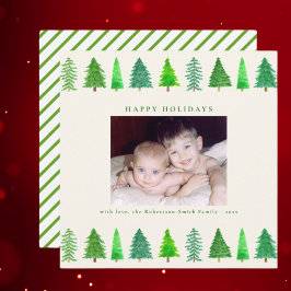 クリスマスツリーフォトスパーソナライズされたクエアホリデー シーズンカード