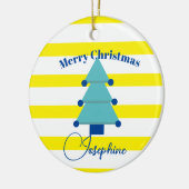 クリスマスツリーフォトブルーカラフルモダン セラミックオーナメント (左)
